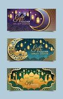 Eid Mubarak Gift Voucher Templates vector