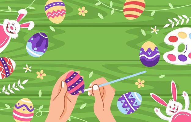 Easter Eggs with Green Background