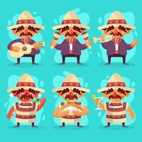 conjunto de personajes de mariachi en cinco de mayo vector