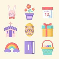 paquete de iconos de pascua en diseño plano vector