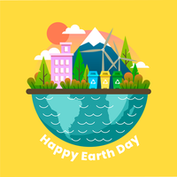Colorful Happy Earth Day in Flat Style vector