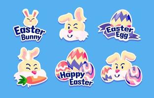 Easter Egg and Rabbit Sticker Set vector