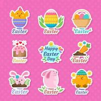 conjunto de pegatinas de felices pascuas vector