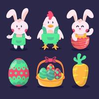 Easter icon set collections vector