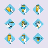 Untact Cashless Technology Icon Collection vector