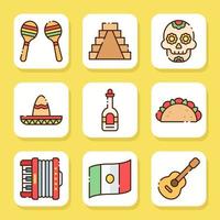 cinco de mayo conjunto de iconos vector