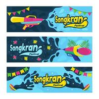 Set of Songkran Festival Banner vector