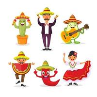 colección de personajes cinco de mayo vector