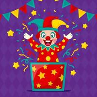 Funny Clown in Flat Design Style