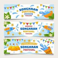 Songkran Festival Banner Set vector