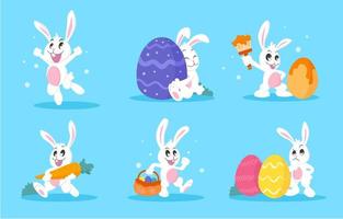 adorable colección de conejos de pascua vector