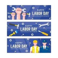 Labor Day Banner Collection in Flat Design vector