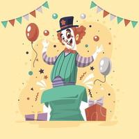 personaje de payaso en esquema de color retro vector