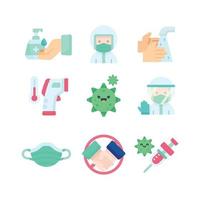 Corona Virus Prevention Flat Icon Set vector