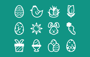 Easter Icon Collection in Line Style vector