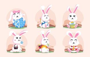 Cute Easter Day Rabbit Character Collection vector