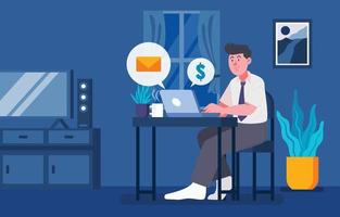 Man Working From Home Concept vector