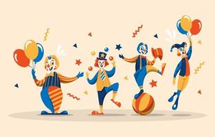 Clown Character Collection in Retro Scheme Color vector
