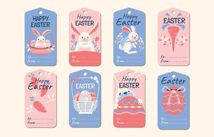 Set of Easter Label Design with Cute Bunny vector