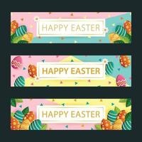 conjunto de banner de feliz pascua vector