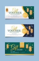 Set of Eid Mubarak Gift Voucher vector
