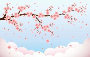 belleza de la flor de sakura vector