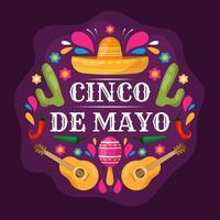 Flat Colorful Cinco De Mayo Festivity vector