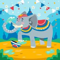 Elephant On Songkran Fest vector