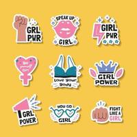 Hand drawn Women's Day Sticker Set vector