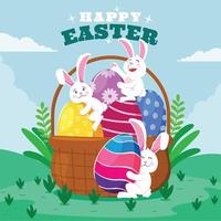 Easter Day with A Happy Bunny Expression vector