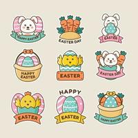 Cute Easter Day Sticker Set vector