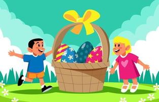 Happy Children Celebrating Easter vector