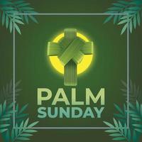 Palm Sunday with Cross and Palm Branches vector
