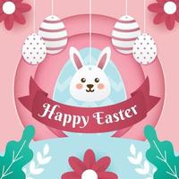 Happy Easter Day with Paper Cut Style vector