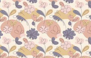 Floral One Line Art Pattern Background