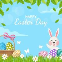 Easter Background with Easter Bunny vector