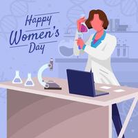 Female Scientist Working in Lab Concept vector