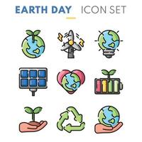 colección de iconos del día de la tierra vector