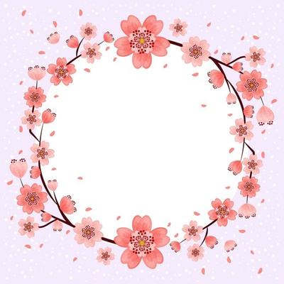 Beautiful Cherry Blossom Flowers Frame Background