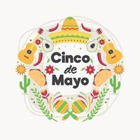Cinco De Mayo with Colorful Icons vector