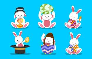 Cute Easter Rabbit Character Set vector