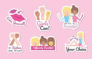 Women's Day Diversity Sticker Pack vector