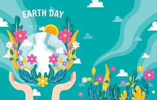 Earth Day Background with Colorful Floral vector