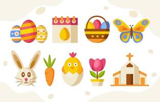 Flat Easter Icon Collection vector