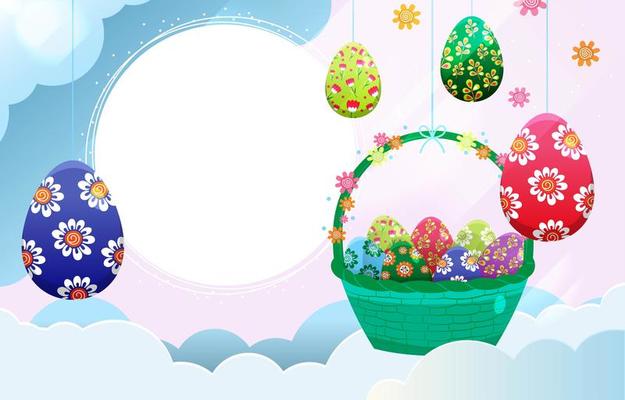 Easter Circular Frame with Easter Eggs Decoration