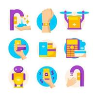 Untact or Contactless Technology Icon Set vector