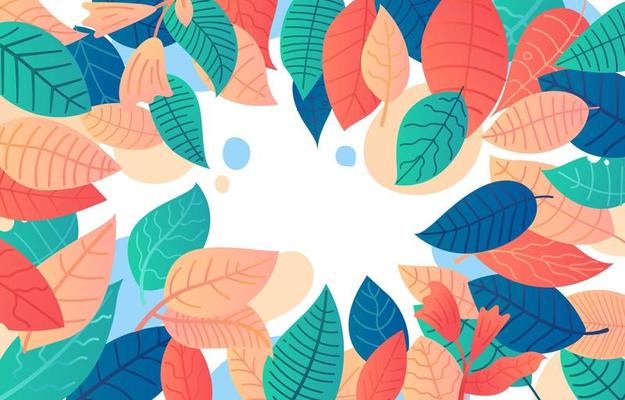 Colorful Leaves Background with Gradient