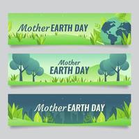Earth Day Banner Set Green Concept vector
