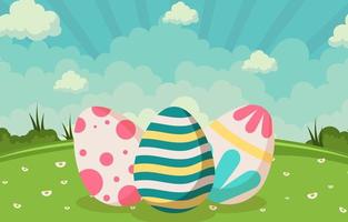 tres tipos diferentes de coloridos huevos de pascua vector