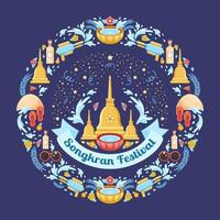 Colourful Songkran Festival Concept Composition vector